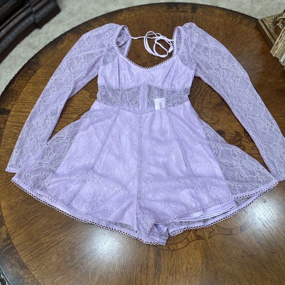 Coquette Lavender Lace Romper – Urban Outfitters NWT Babydoll Corset Sheer S - Picture 10 of 10